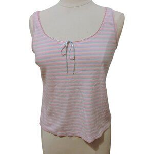 Sigrid Olsen Tank 100% Cotton Pastel Pink Blue Ribbon Bow Soft Comfortable LP